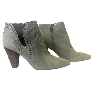 Vince Camuto Women's 9.5 M D'Orsay Booties Ankle Casual High Heel Gray Suede Zip